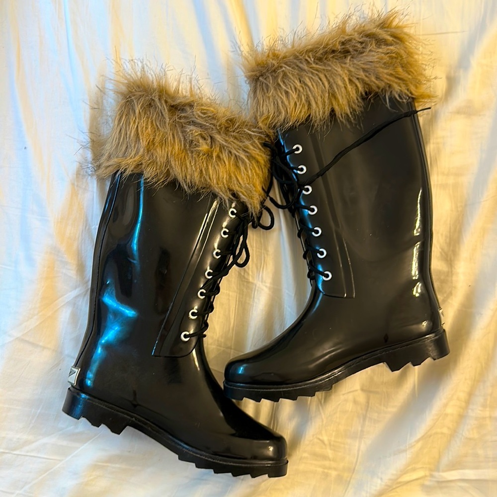 FY Brand Women’s Faux Fur Galosh Boots - Size 7